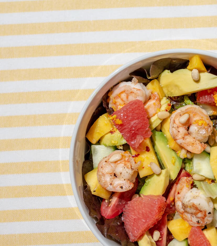 Shrimp Summer Salad with Grapefruit Dressing and Mango Rocely Recipe
