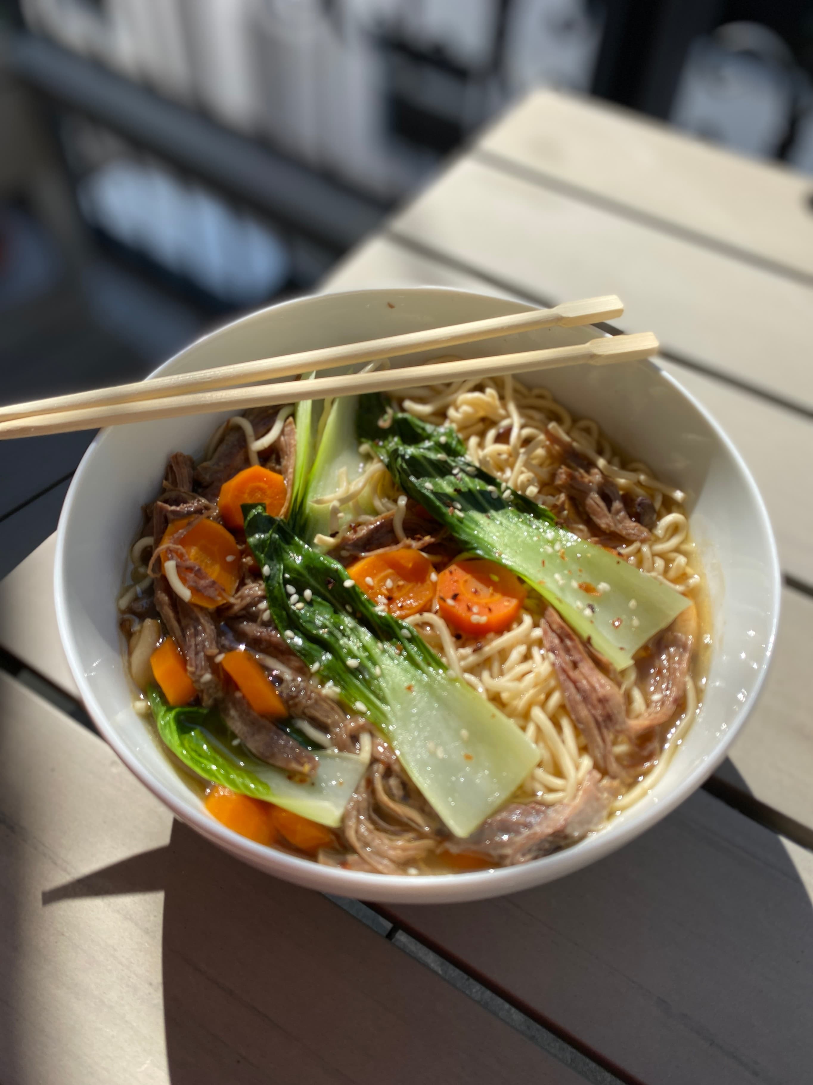 Ramen with Bok Choy and Pulled Beef Recipe Image