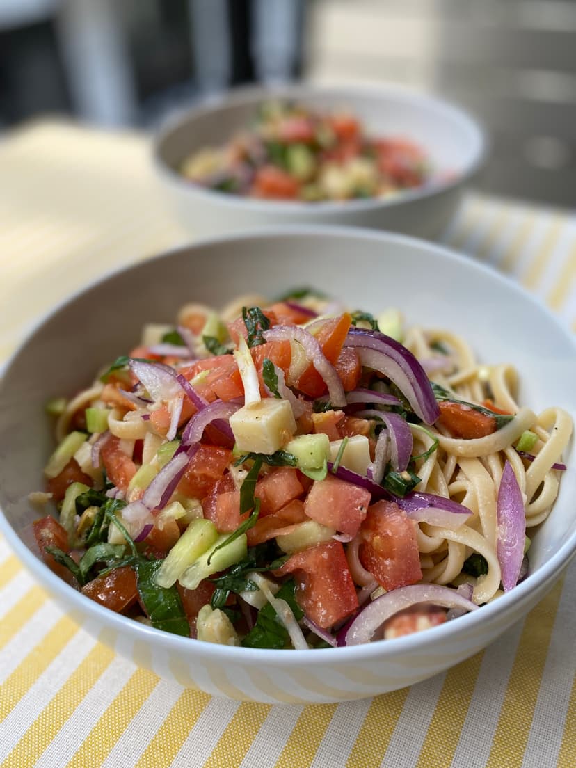 Your Go-To Summer Linguine with Fresh Veggies &amp; Pistachio Crunch Rocely Recipe