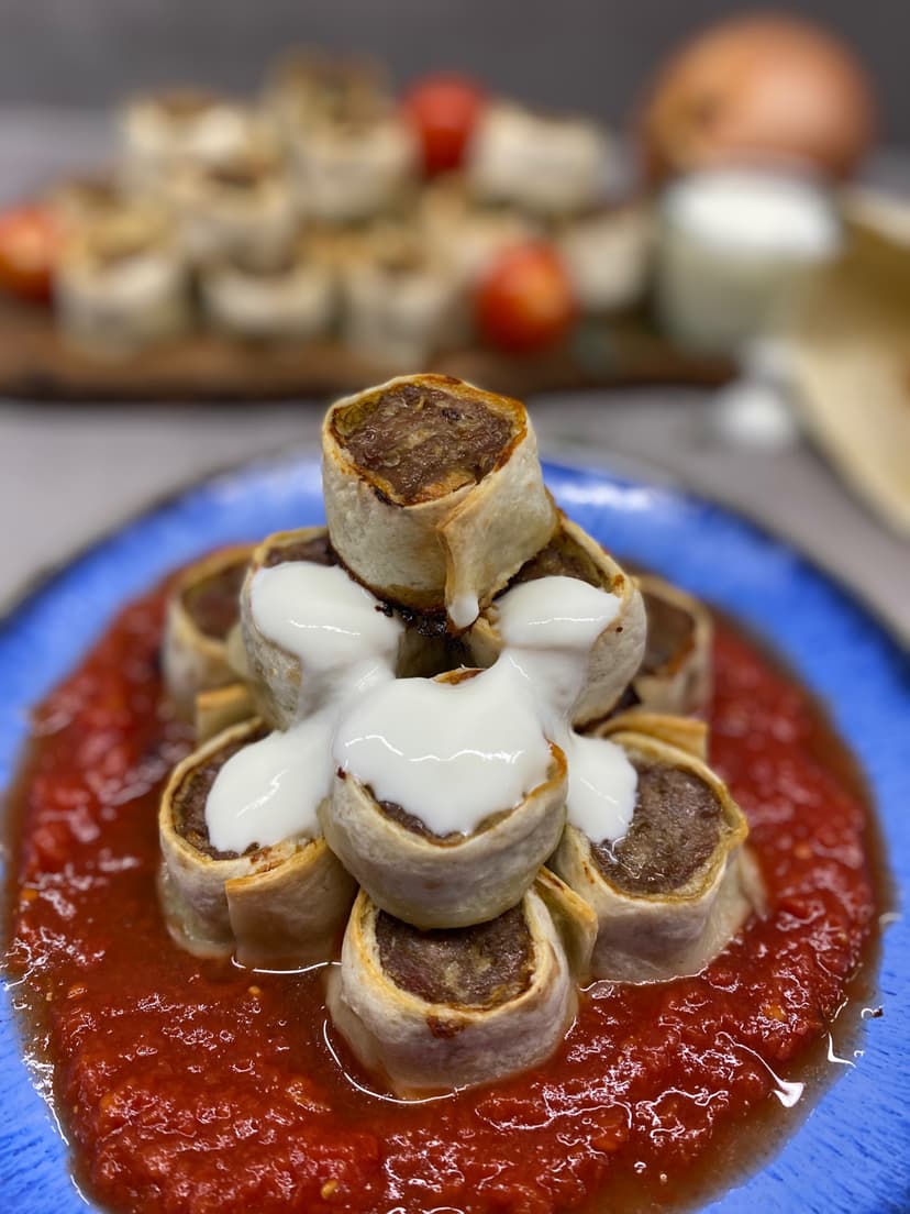 Beyti Kebab with Tomato Sauce and Yogurt Rocely Recipe