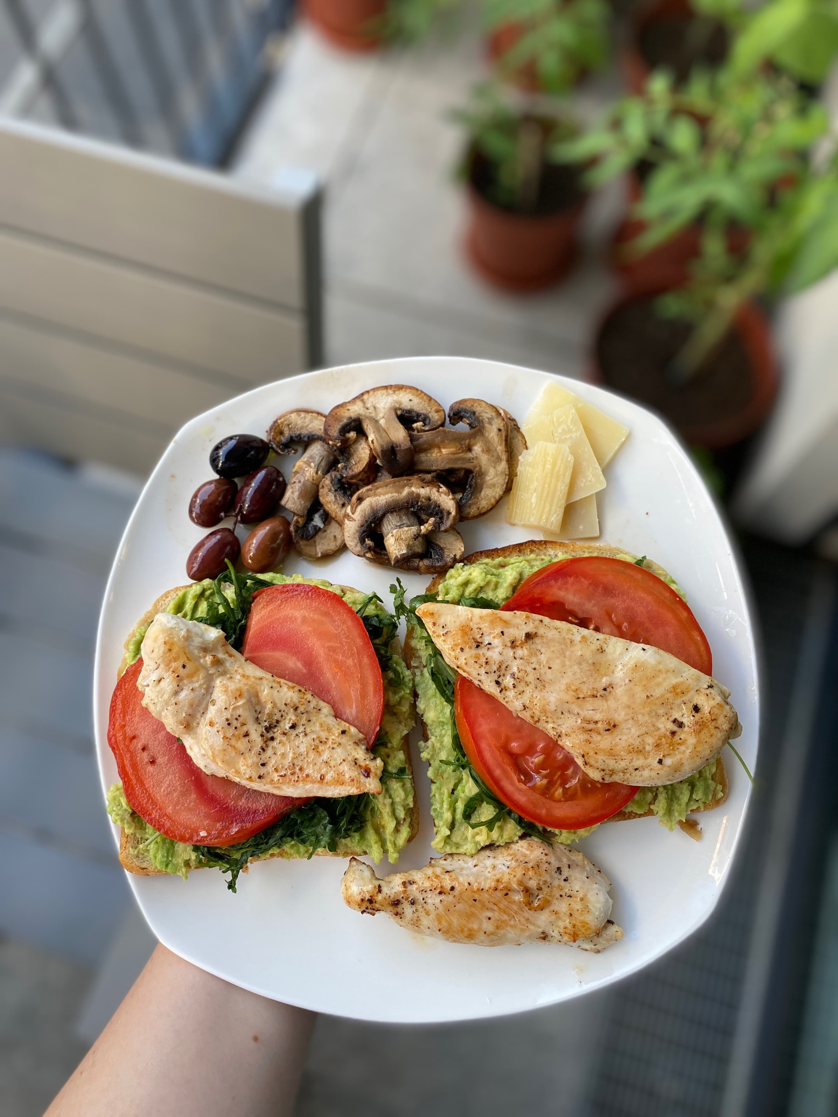 Avocado Breakfast with Chicken and Mushrooms Recipe Image