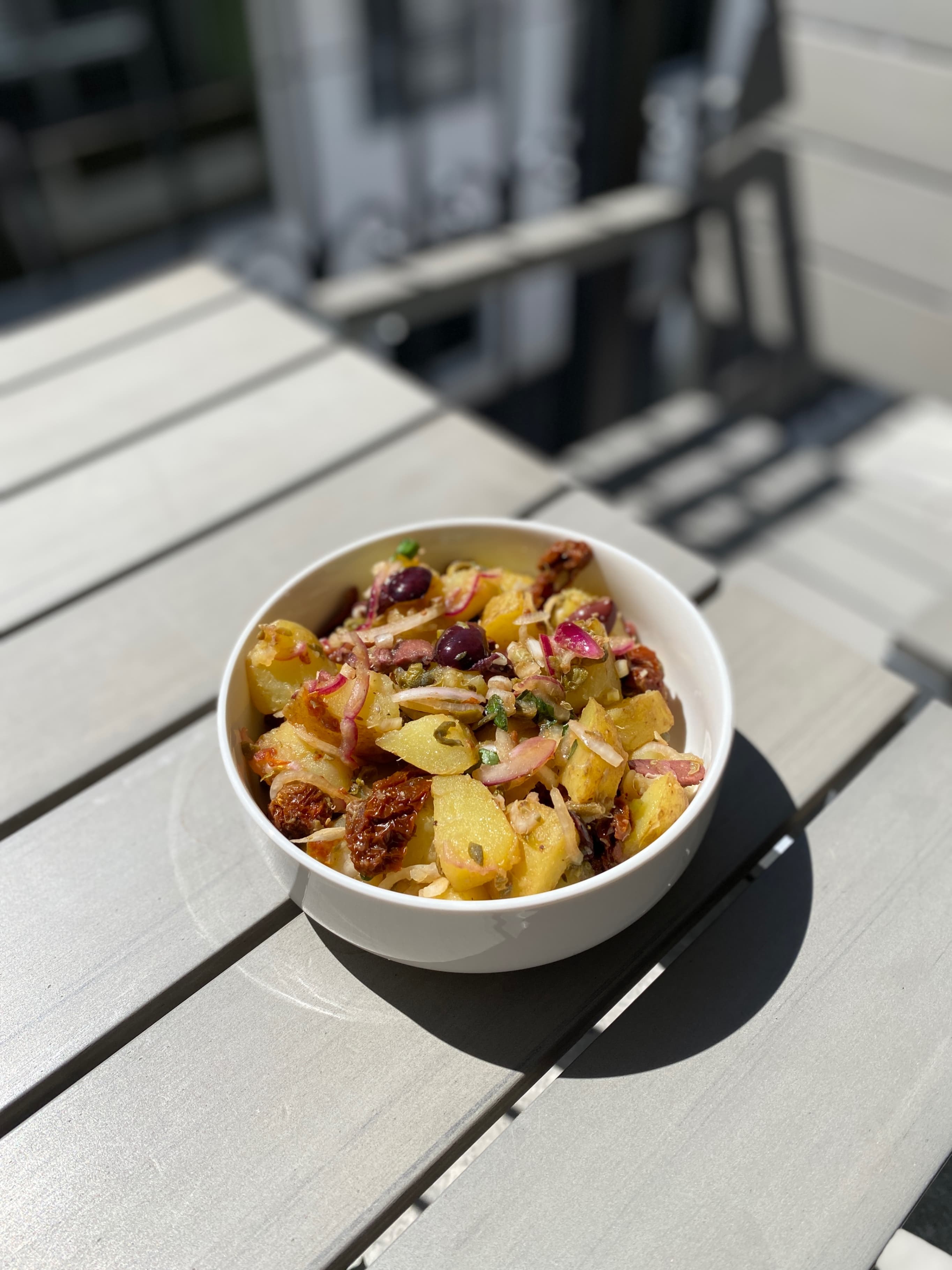 Mediterranean Potato Salad with Sun-Dried Tomatoes and Apricot Vinegar Recipe Image