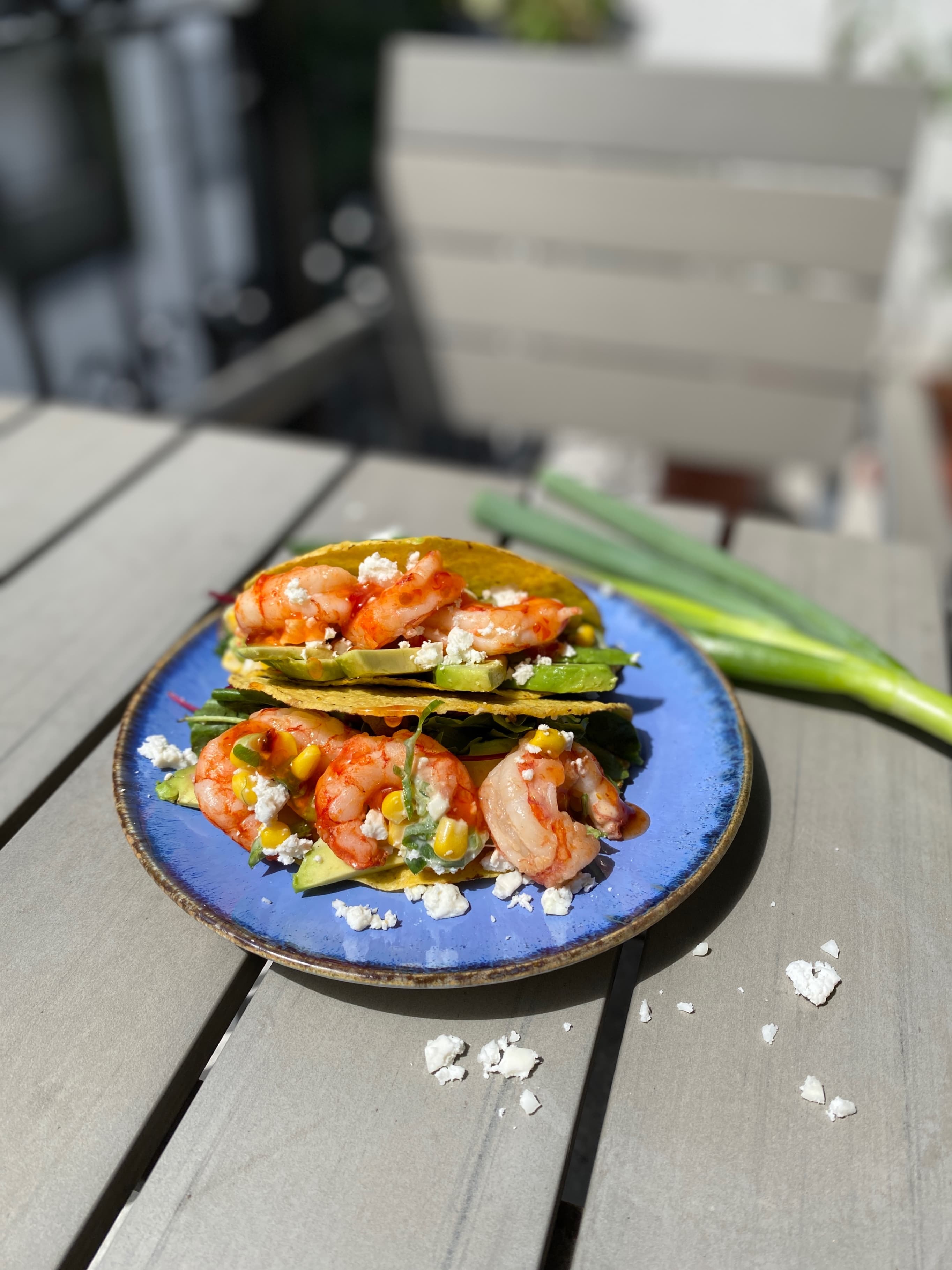 Shrimp Tacos with Street Corn and Sweet Chili Sauce Recipe Image