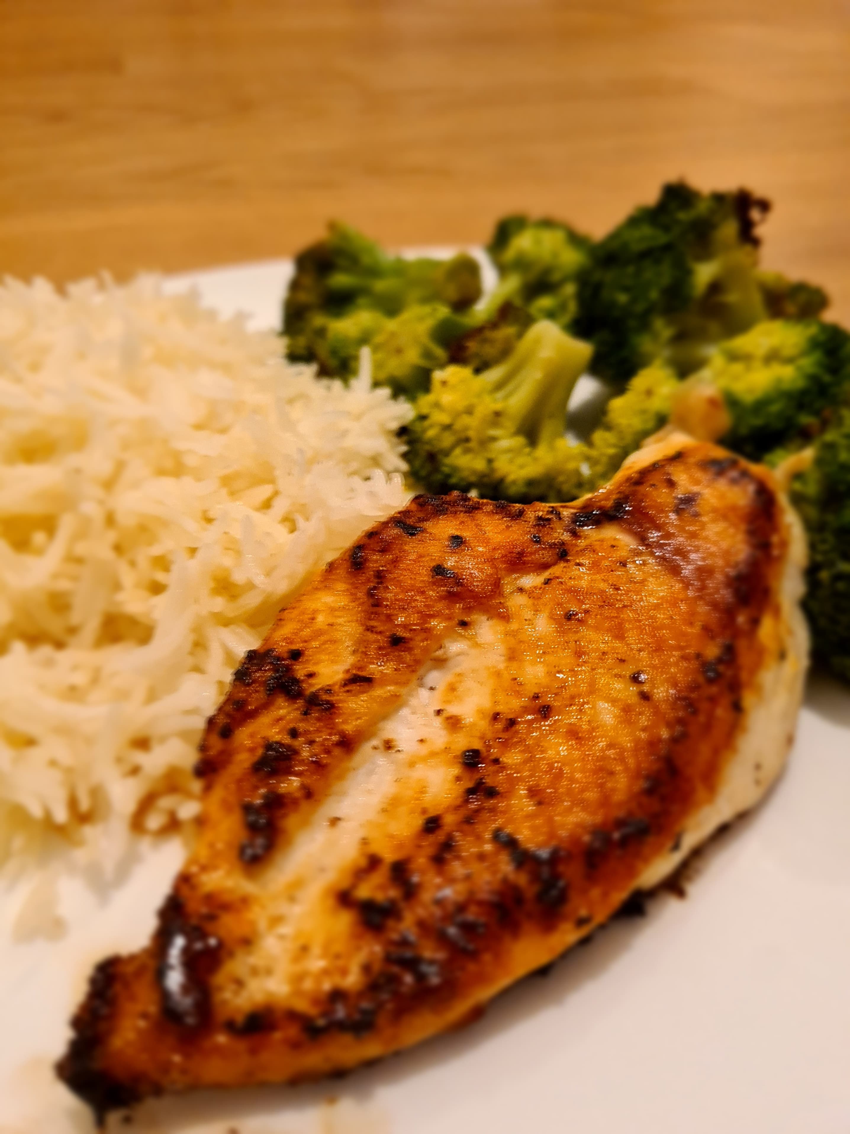 Seared Chicken Breast with Pan-Fried Broccoli and Rice Recipe Image