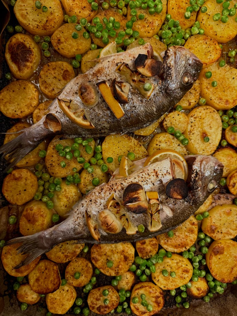 Oven-Baked Gilt-Head Bream with Potatoes Rocely Recipe