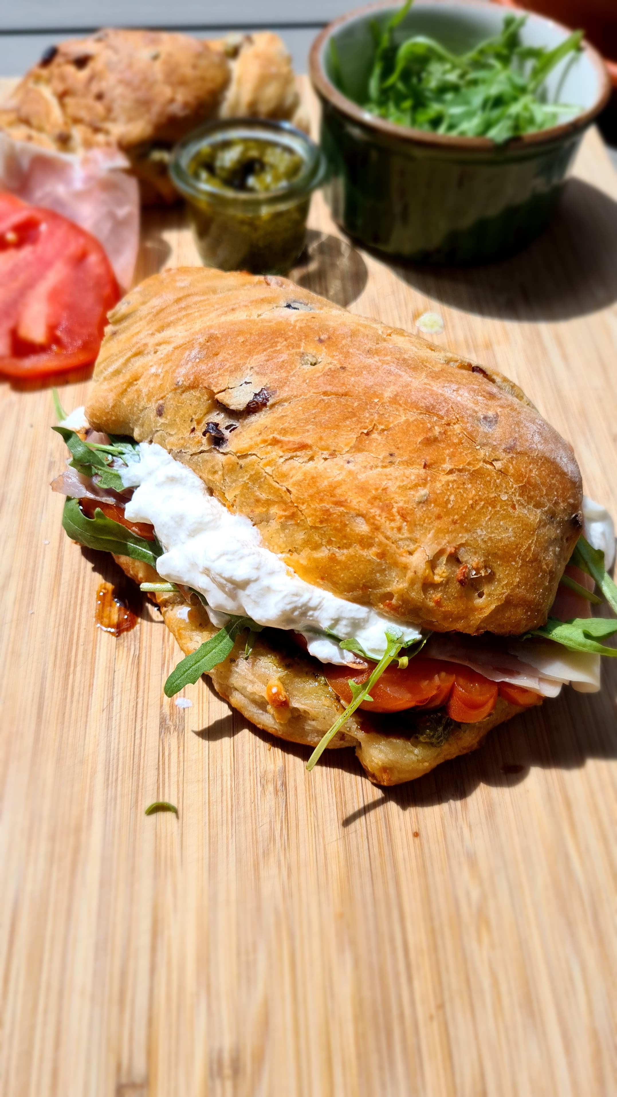 Grilled Ciabatta Prosciutto Burrata Sandwich Recipe Image