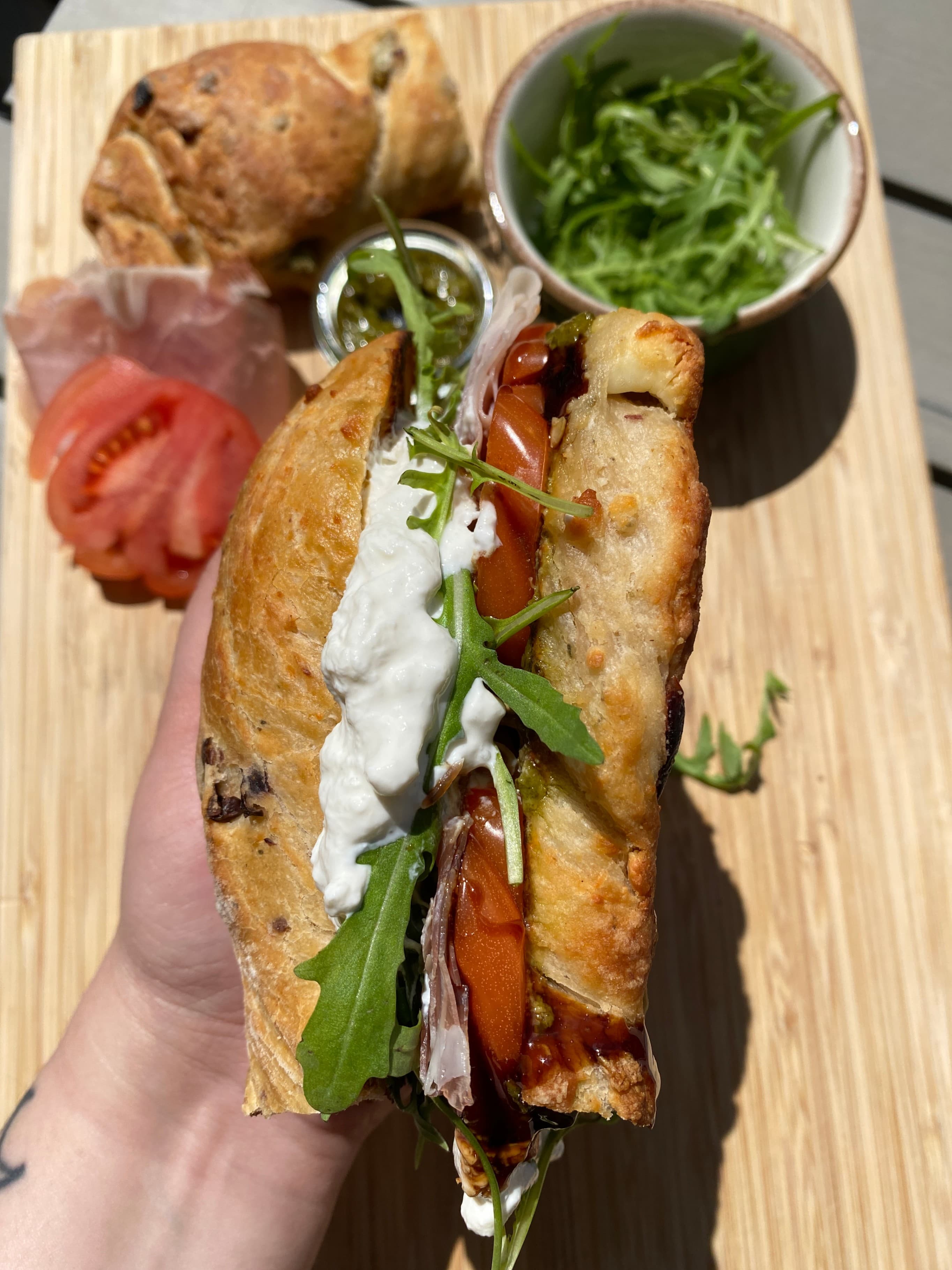 Grilled Ciabatta Prosciutto Burrata Sandwich Recipe Image