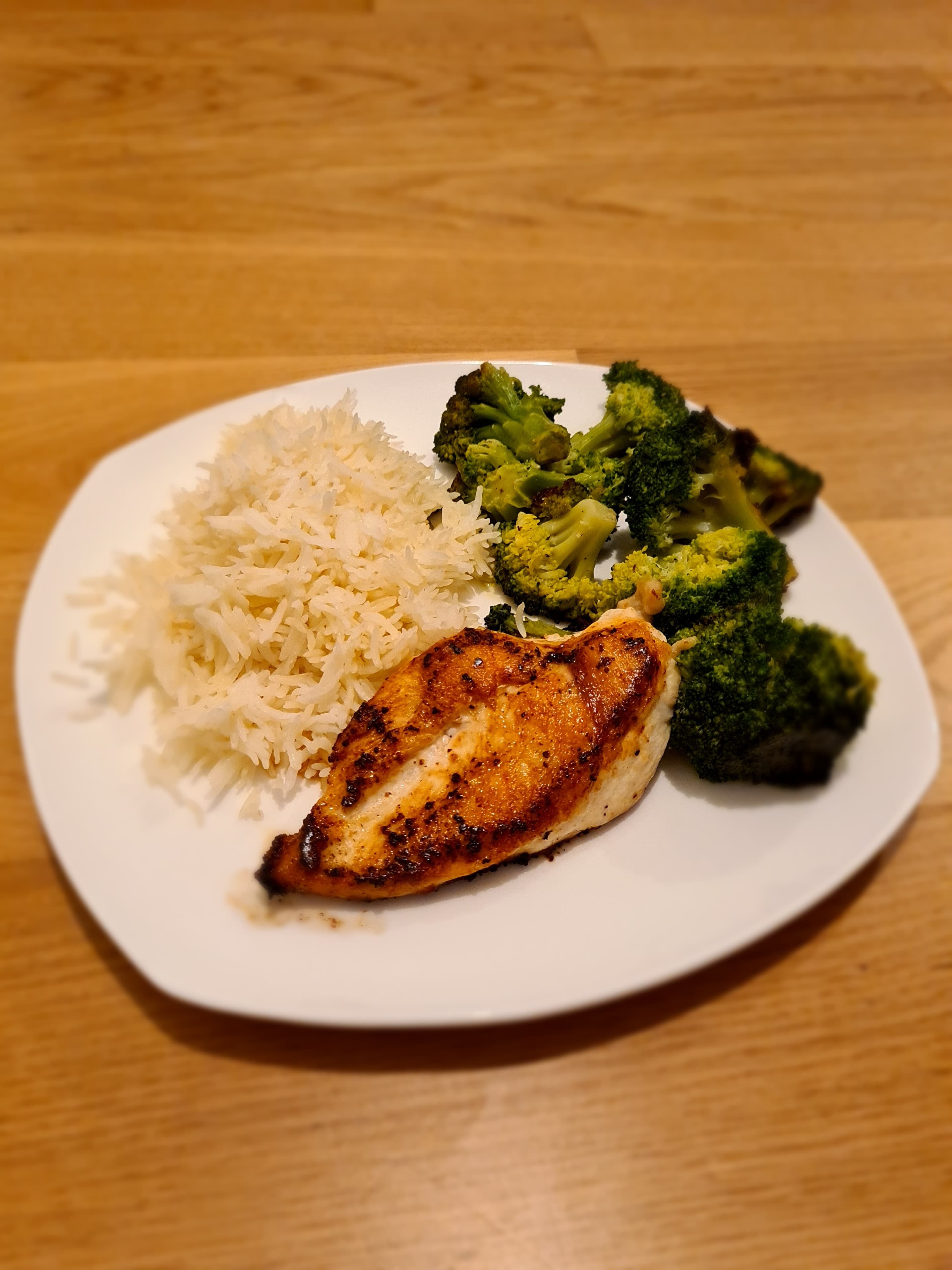 Seared Chicken Breast with Pan-Fried Broccoli and Rice Recipe Image