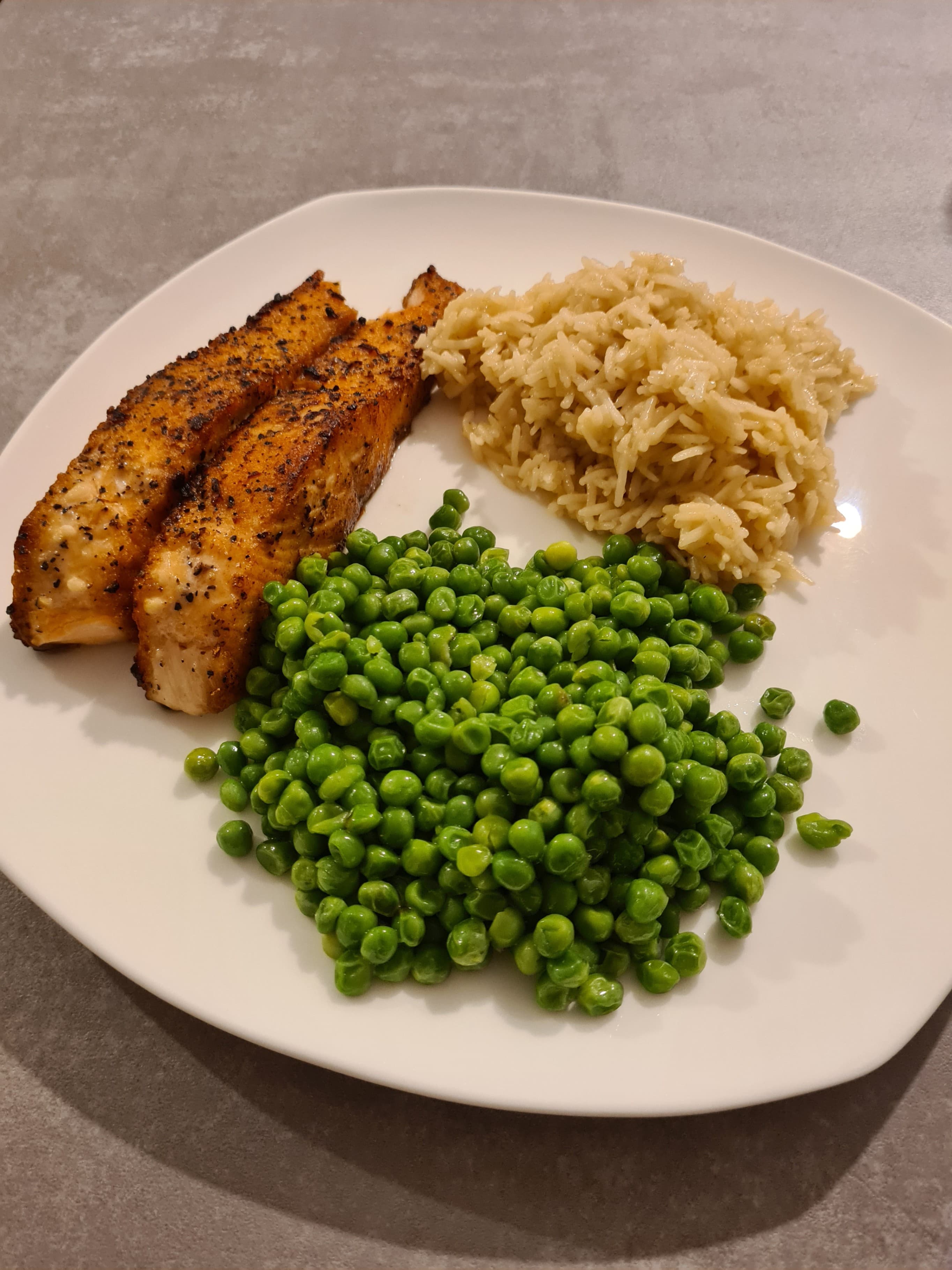 Salmon Rice and Peas Recipe Image