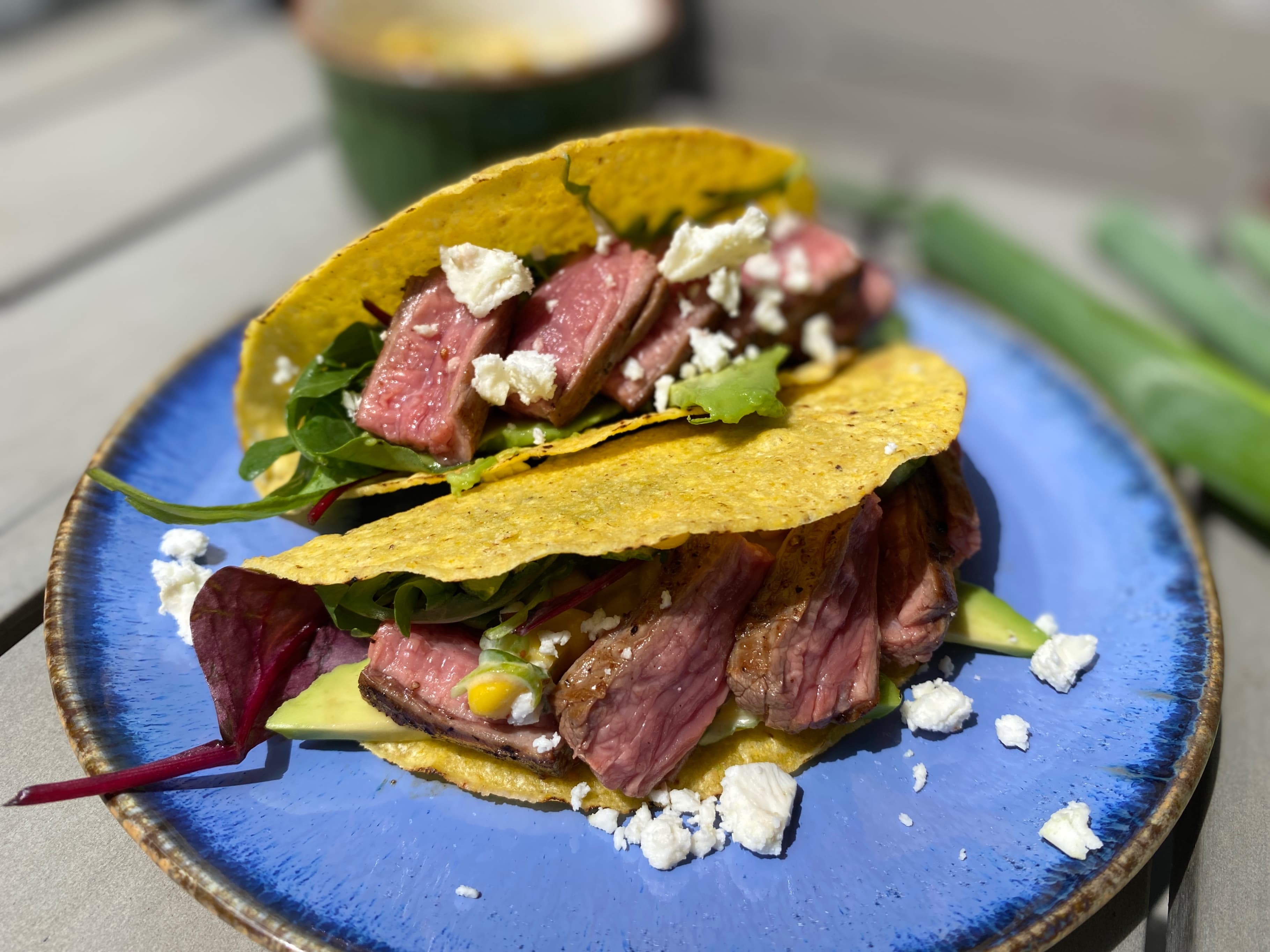 Beef Tacos with Street Corn and Avocado Recipe Image