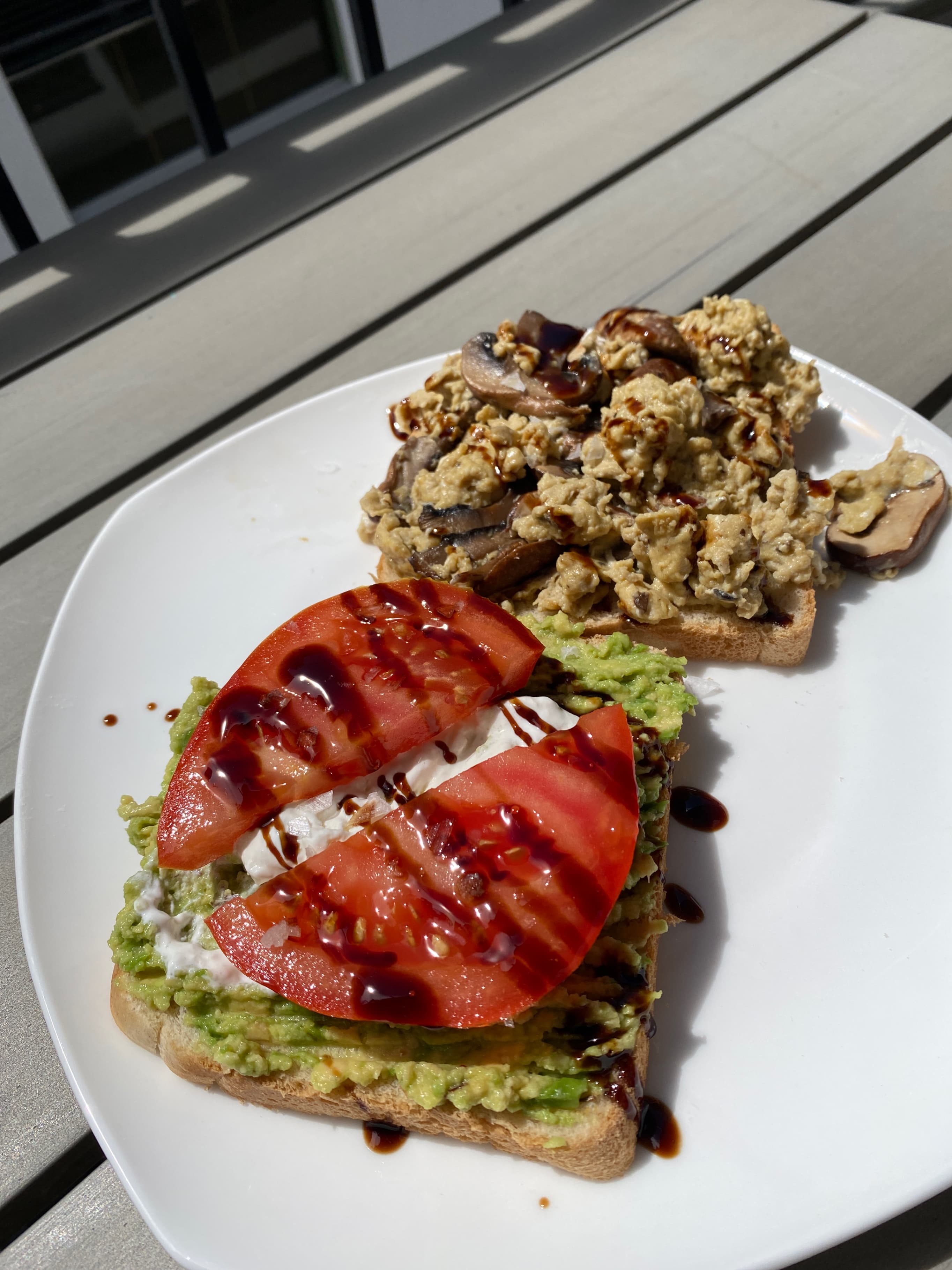 Avocado Toast with Scrambled Eggs and Mushrooms Recipe Image