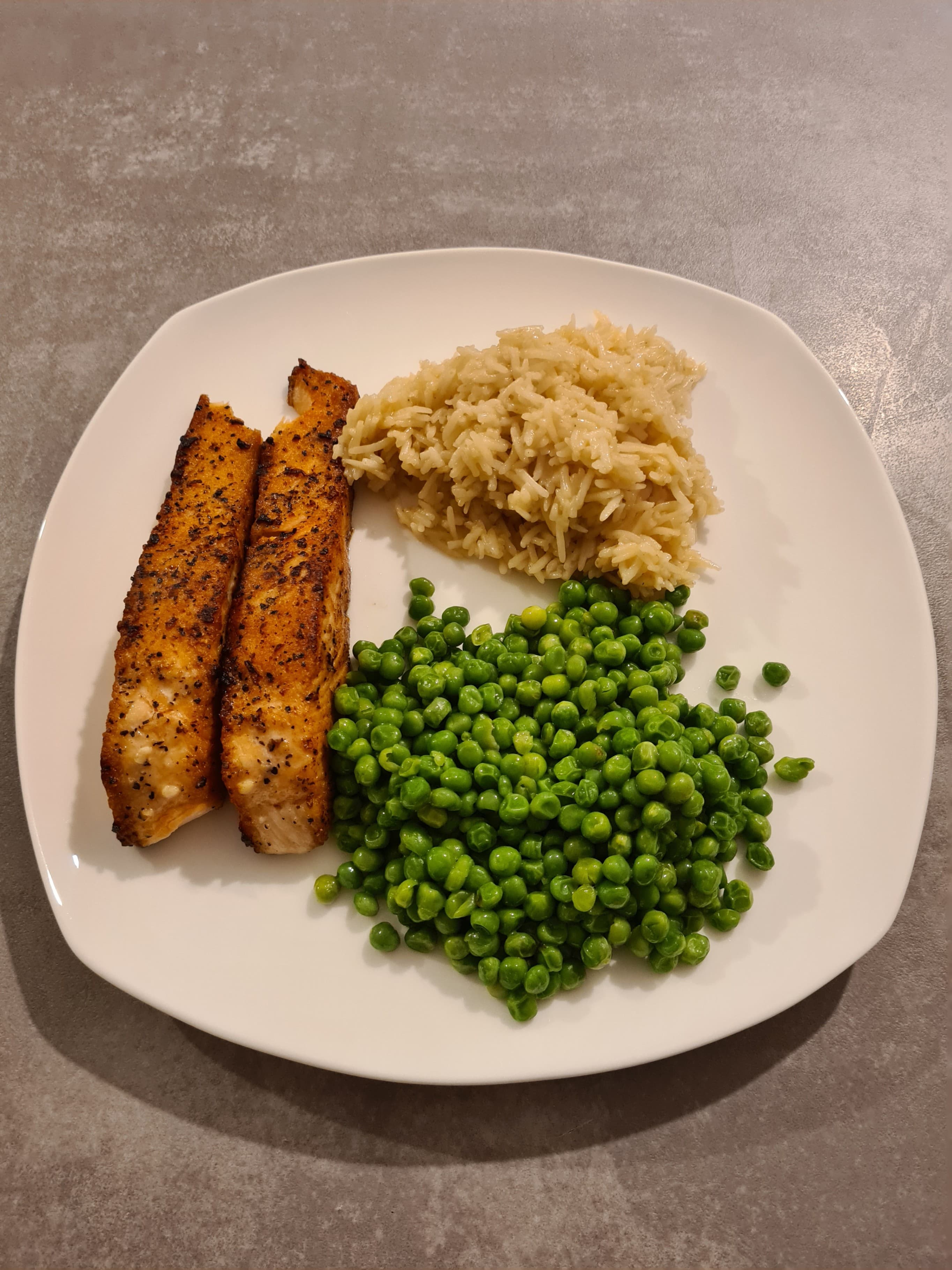 Salmon Rice and Peas Recipe Image