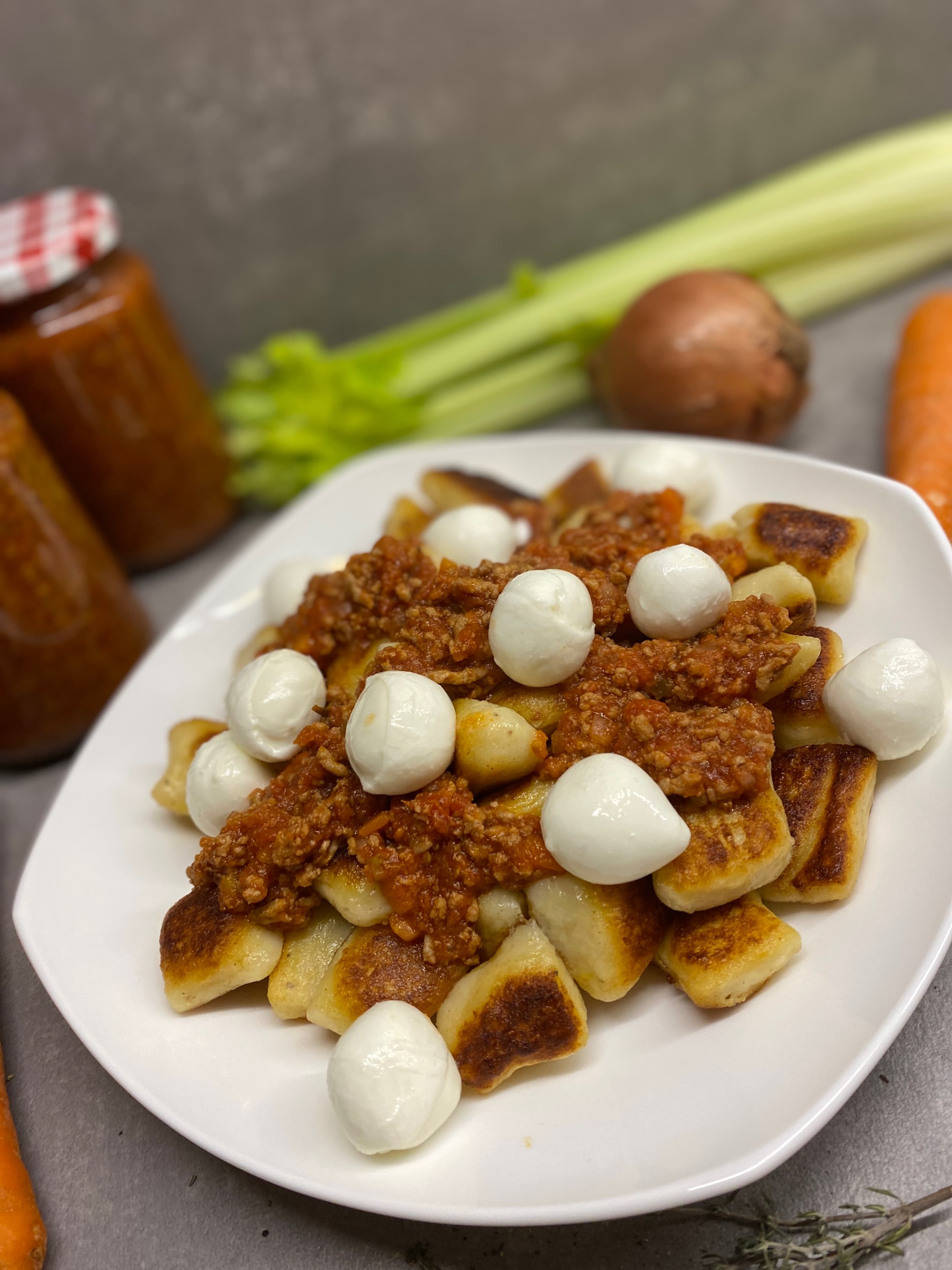 Crispy Gnocchi with Homemade Ragù &amp; Mini Bufala Mozzarella Rocely Recipe