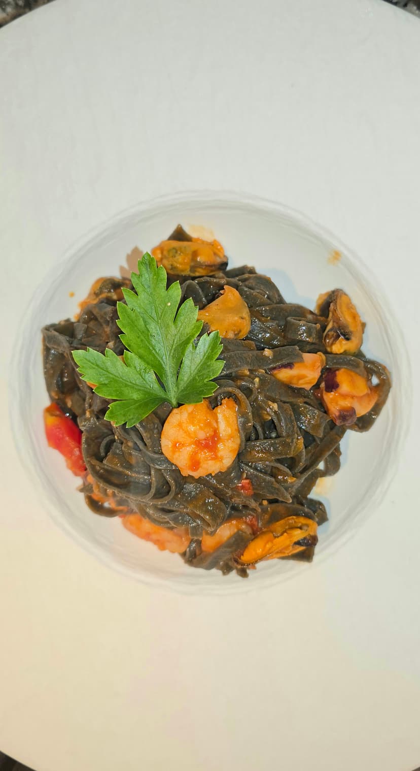 Black Pasta with Seafood Rocely Recipe