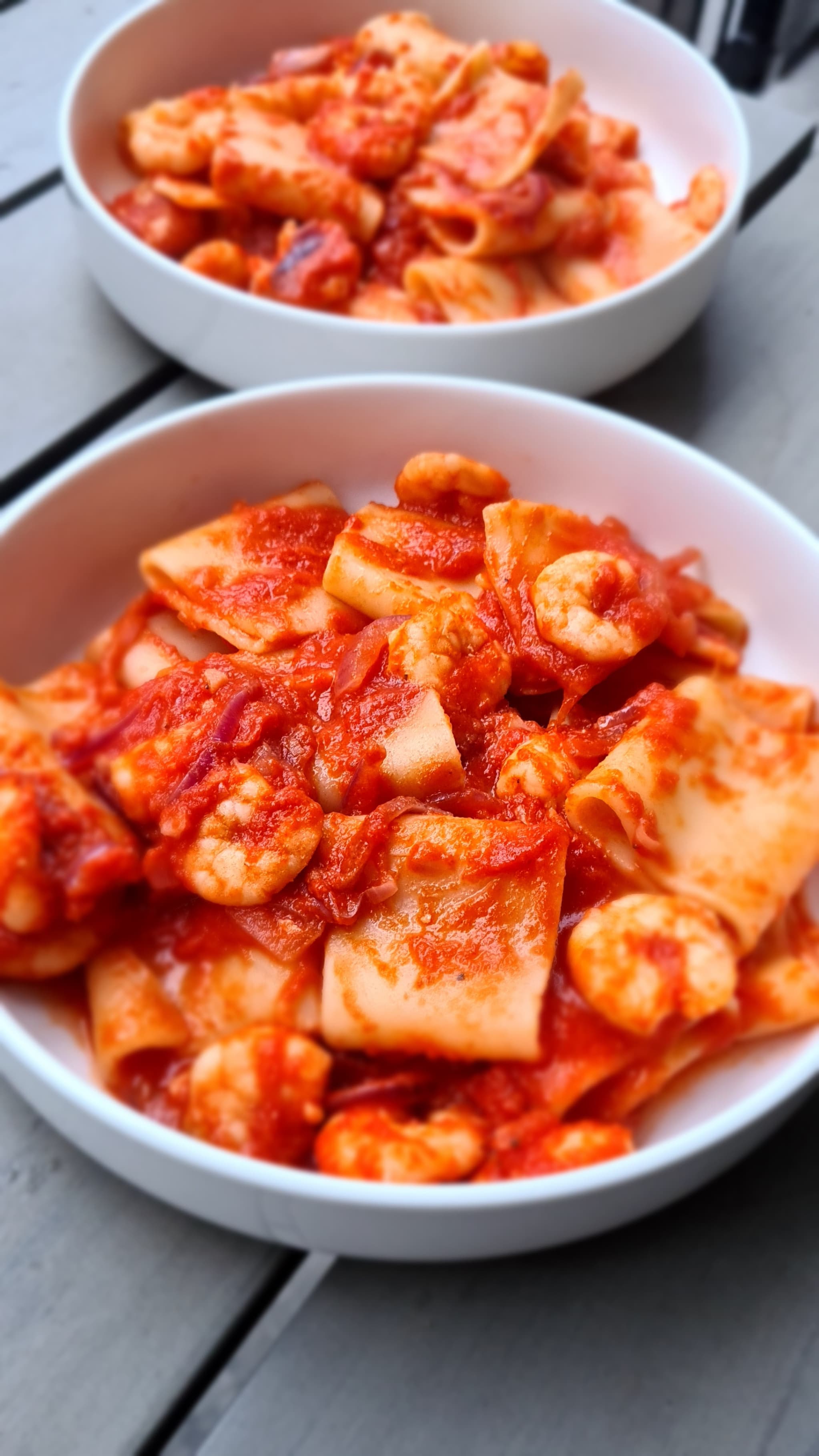 Paccheri with Shrimps and Tomato Sauce Recipe Image