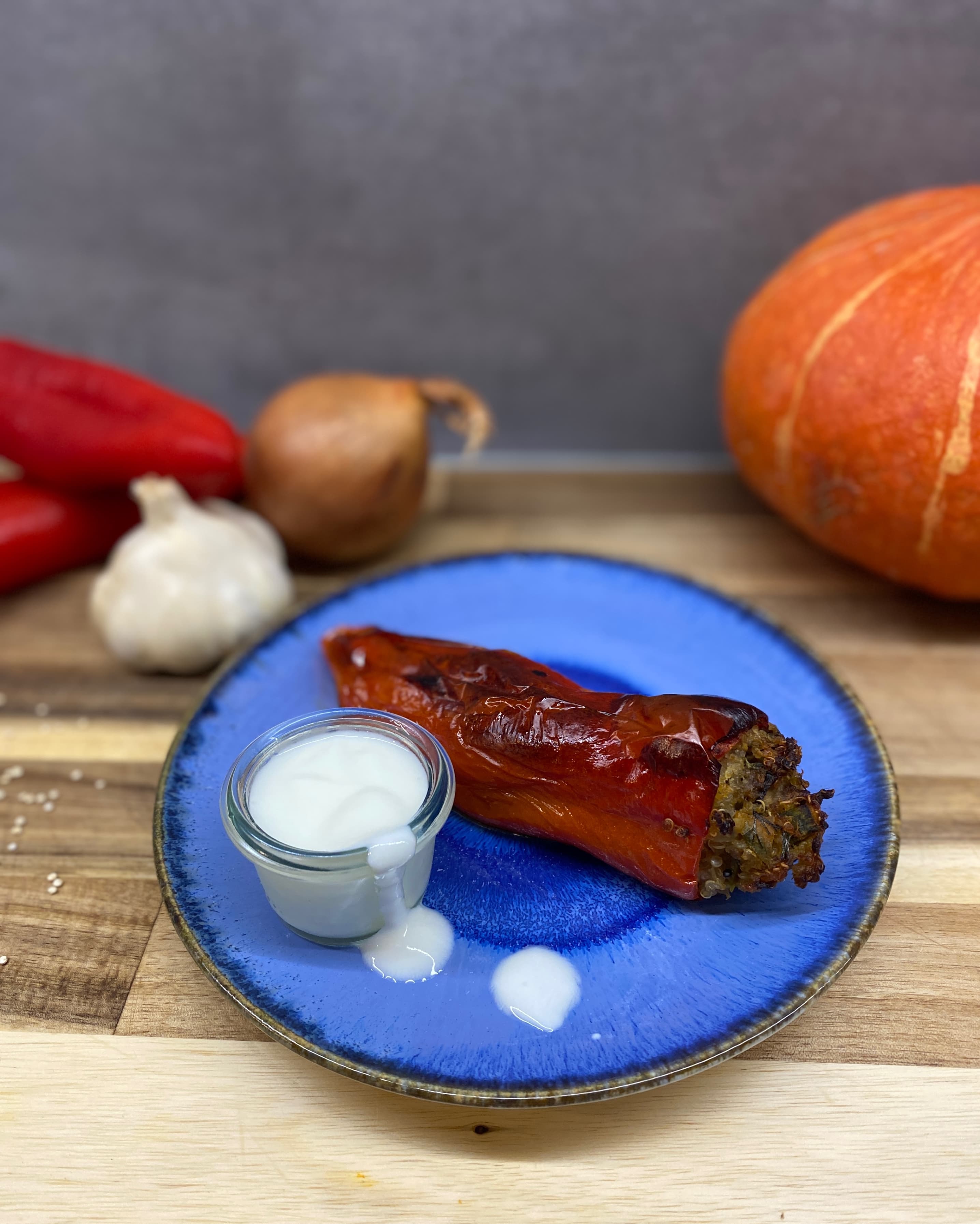 Stuffed Bell Peppers with Quinoa, Minced Meat & Pumpkin Recipe Image