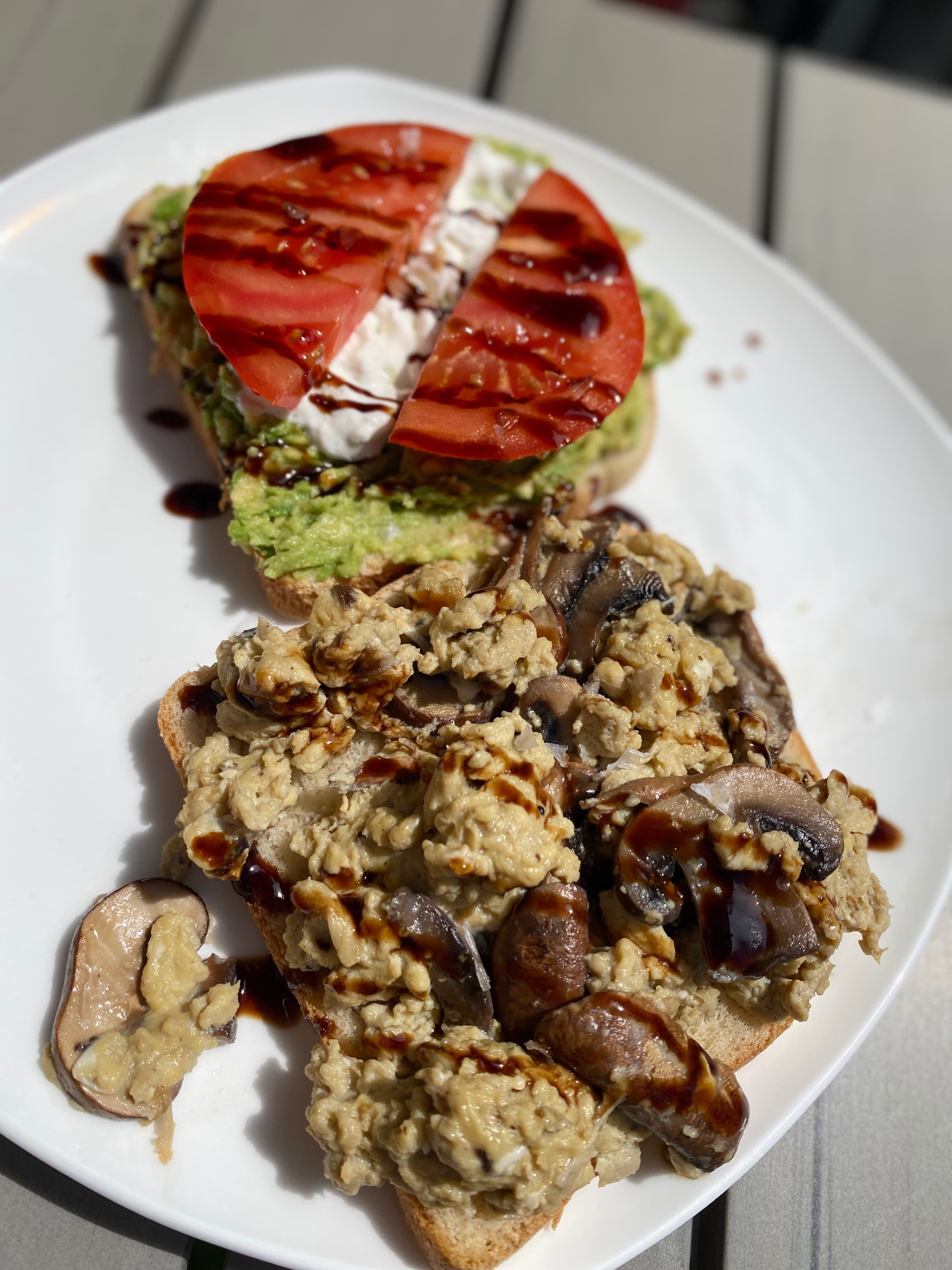 Avocado Toast with Scrambled Eggs and Mushrooms Recipe Image
