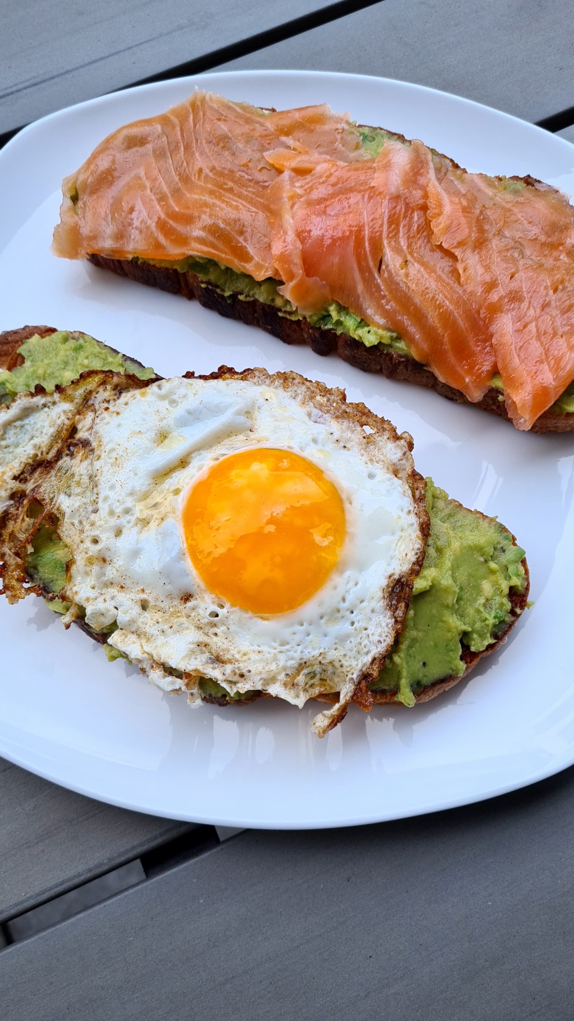 Avocado Toast with Smoked Salmon and Sunny Side Egg Recipe Image