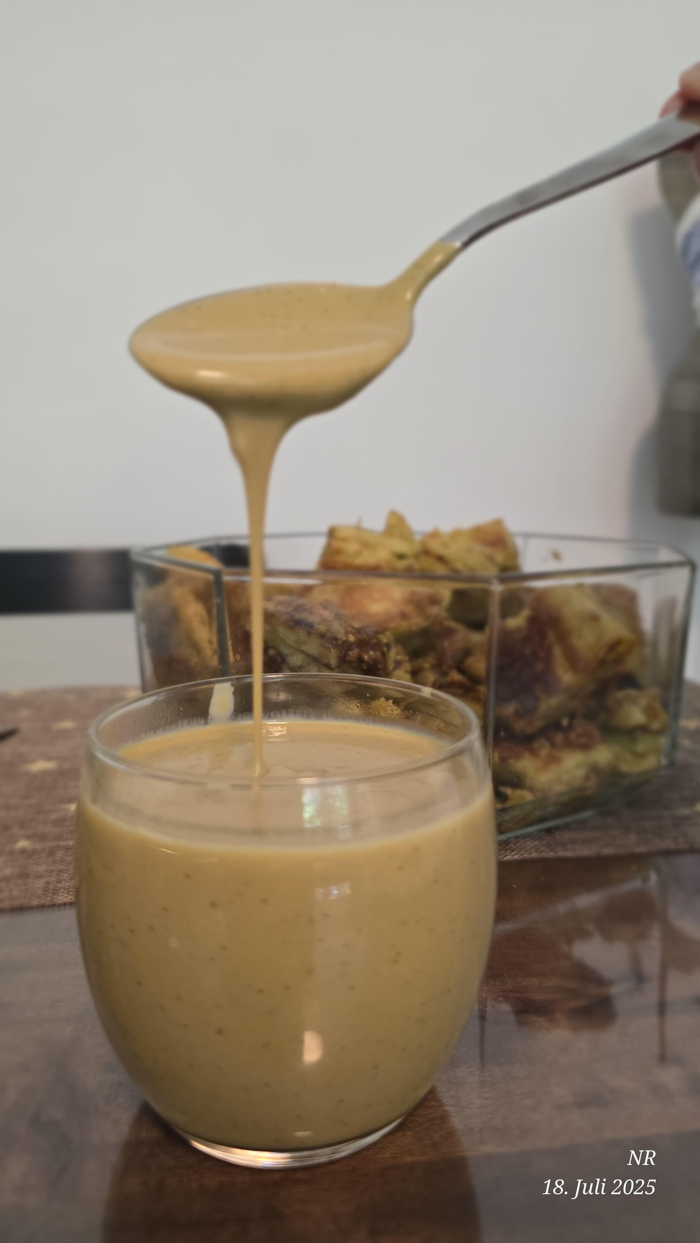 Creamy, intensely aromatic Pistachio Sauce based on homemade Vanilla Sauce Recipe Image