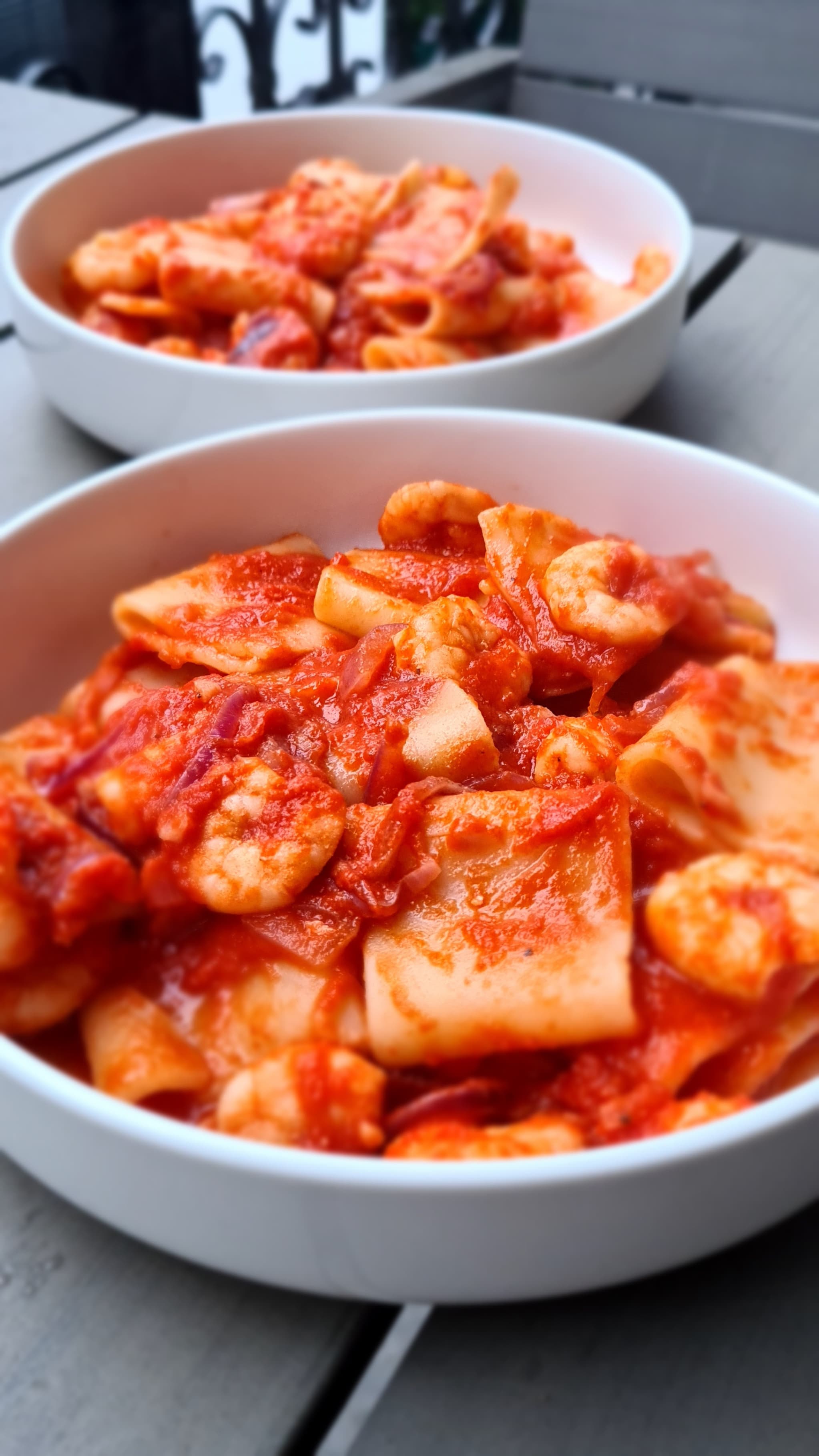 Paccheri with Shrimps and Tomato Sauce Recipe Image