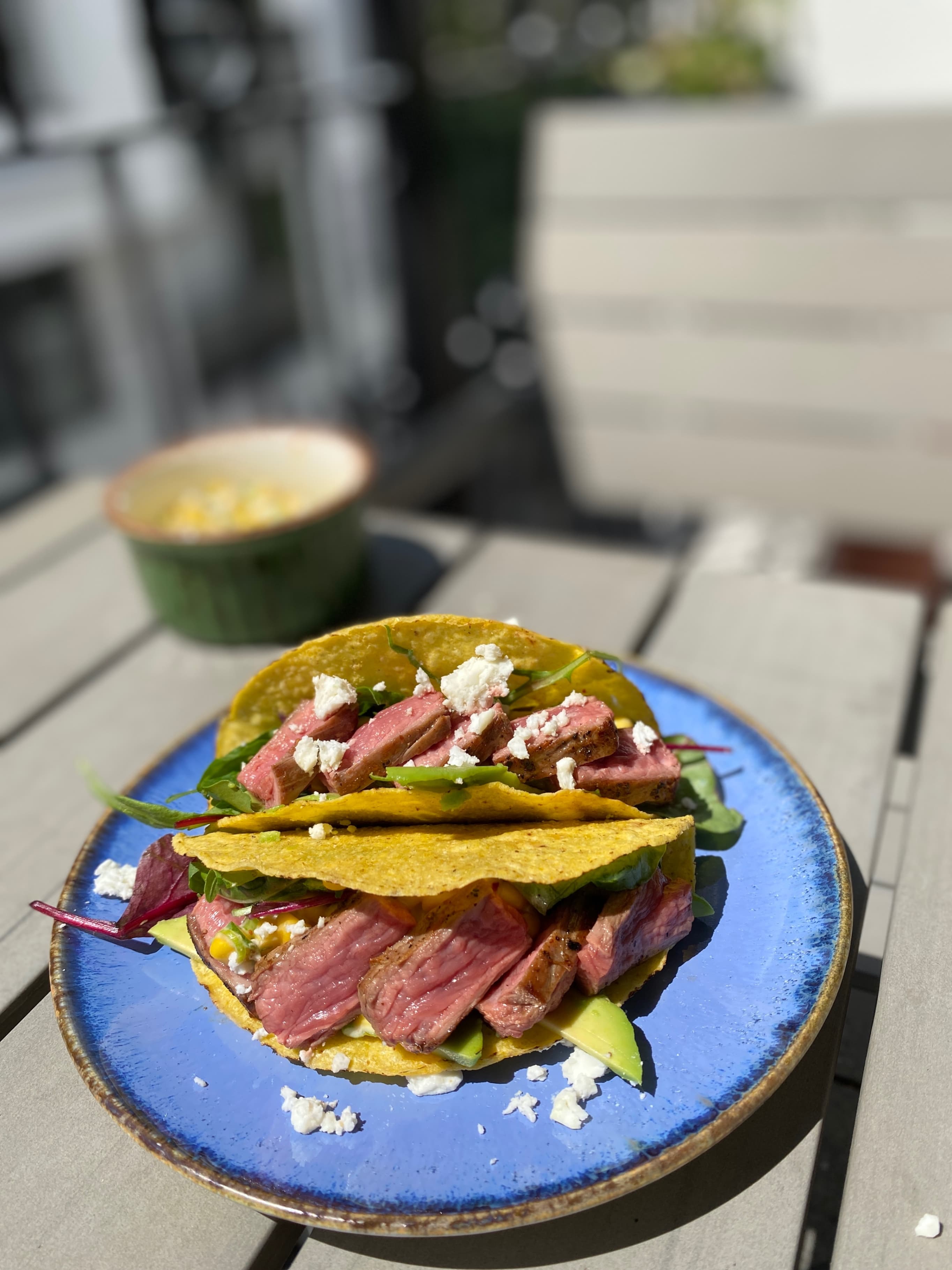 Beef Tacos with Street Corn and Avocado Recipe Image