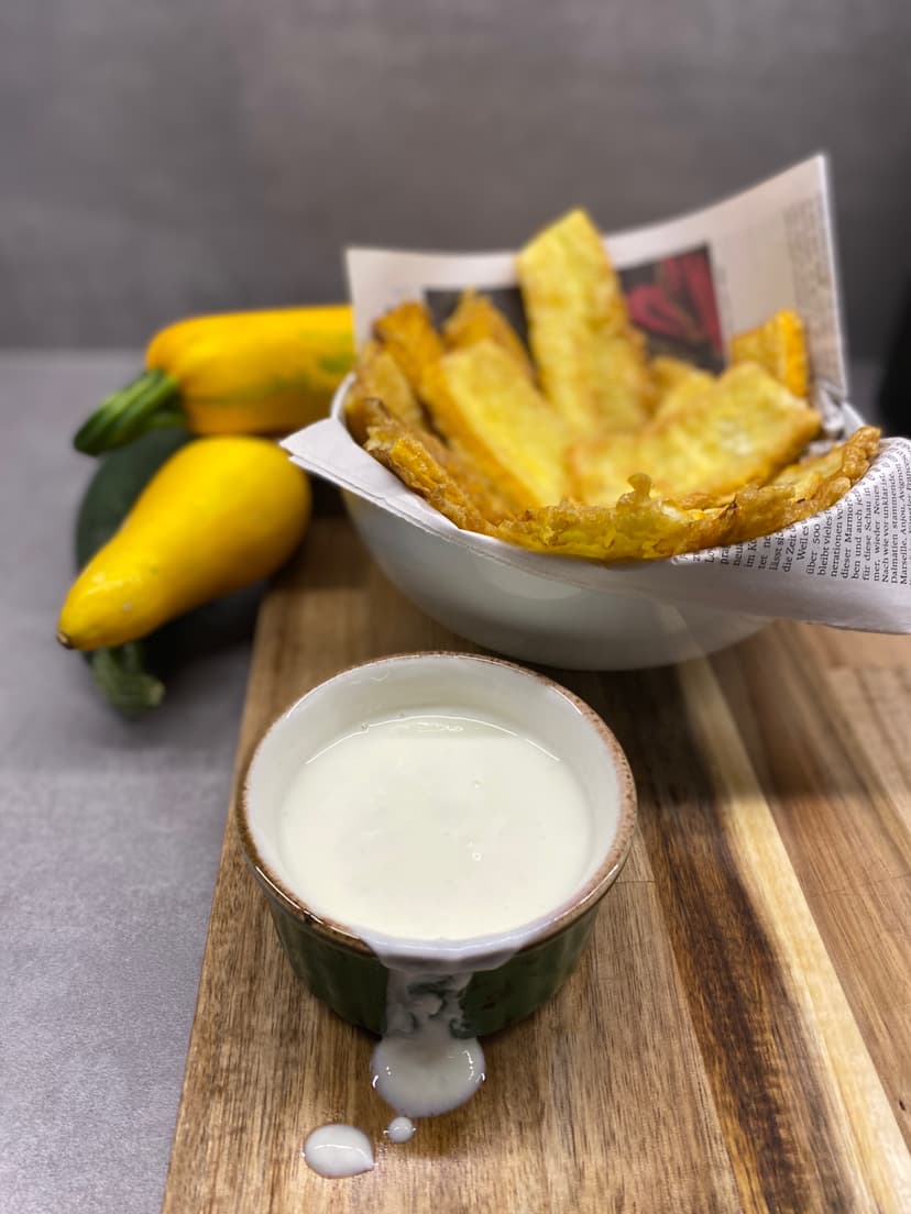 Crispy Golden Fried Zucchini with Yogurt-Garlic Dip Rocely Recipe