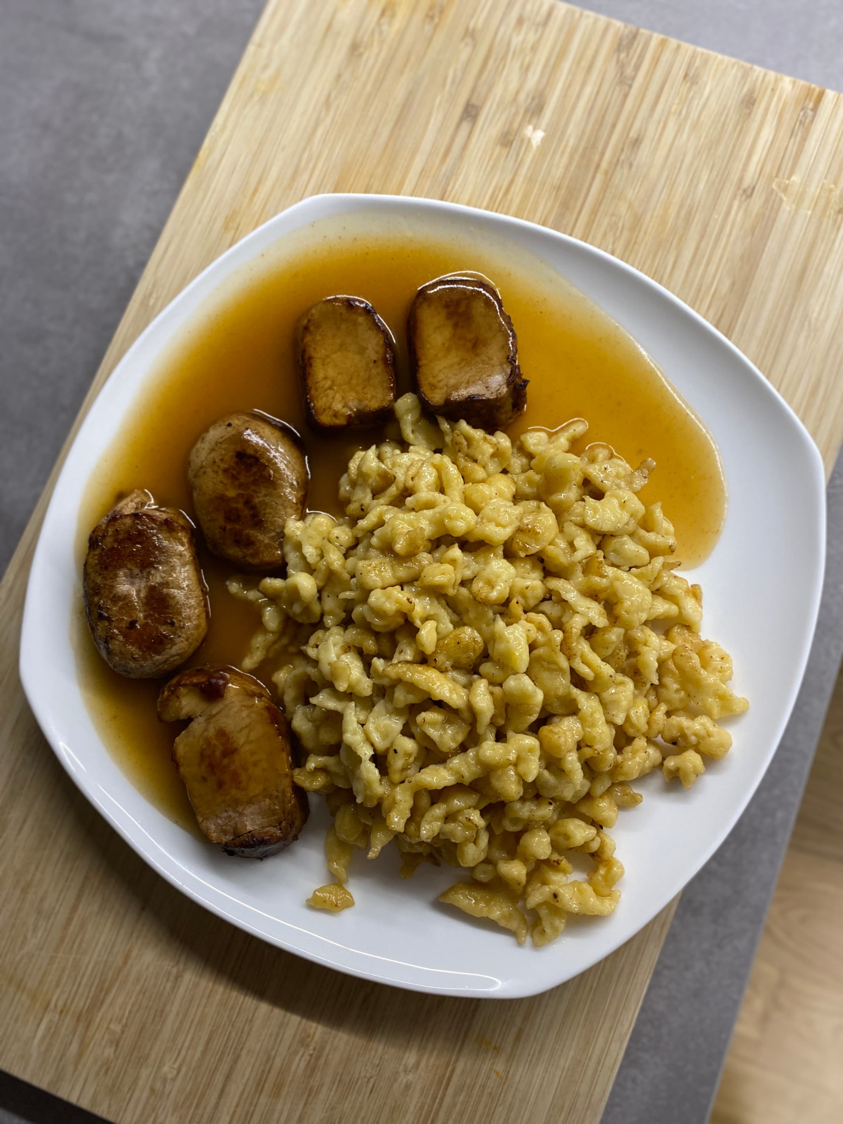 Spätzle with Pork Tenderloin Recipe Image