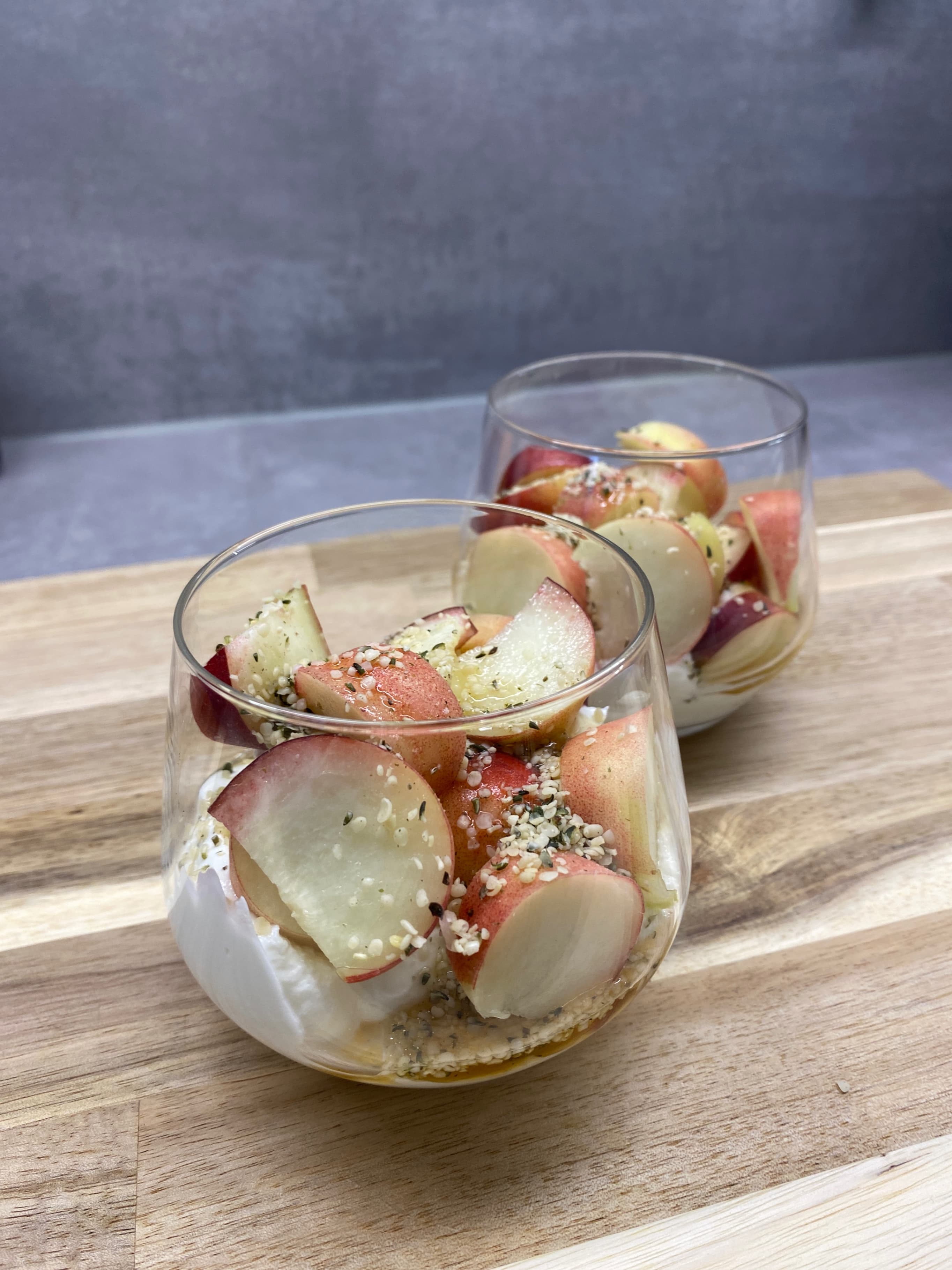 Quick & Healthy Peach Yogurt Snack with Hemp Seeds Recipe Image