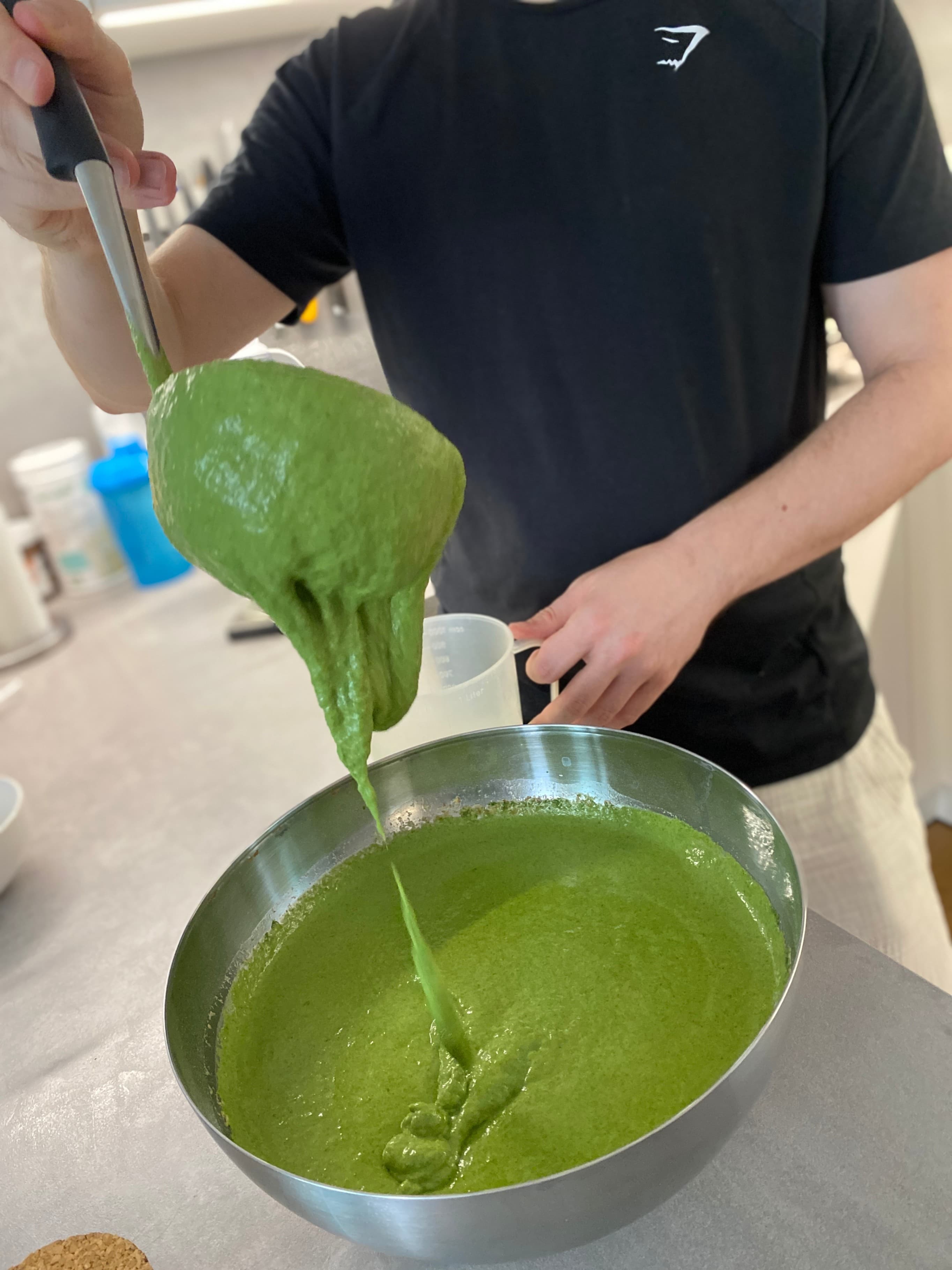 Protein Spinach Spätzle with Ham, Cream & Parmesan Recipe Image