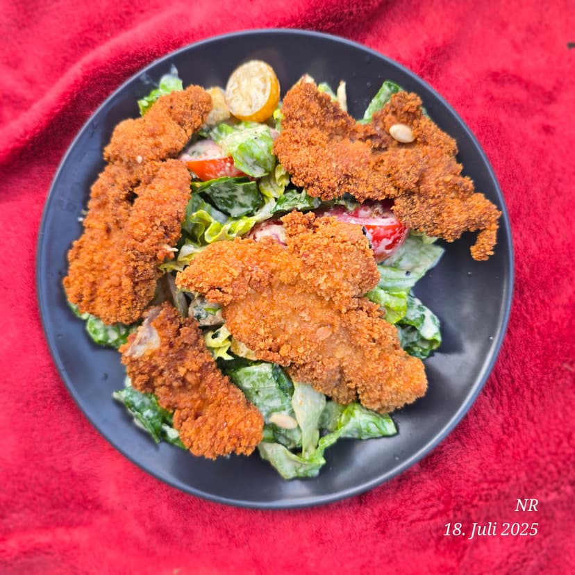 Caesar Salad with Breaded Chicken Rocely Recipe