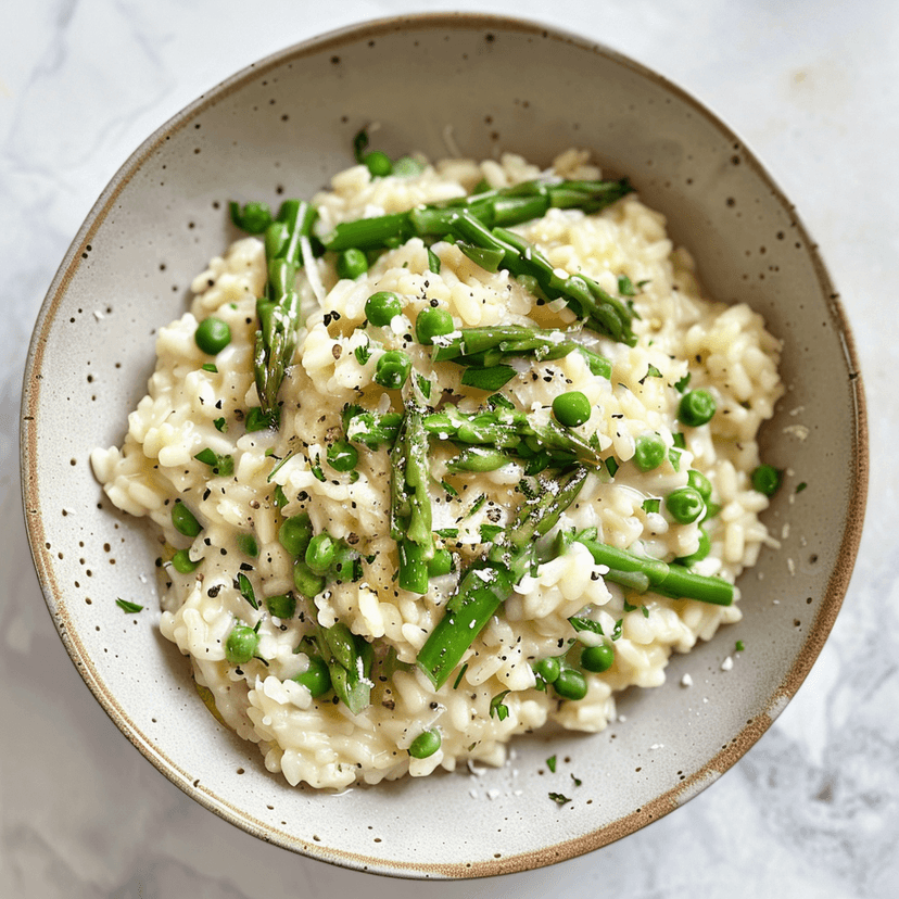 Creamy Risotto with Fresh Green Asparagus and Parmesan, a Reimagined Italian Tradition Rocely Recipe