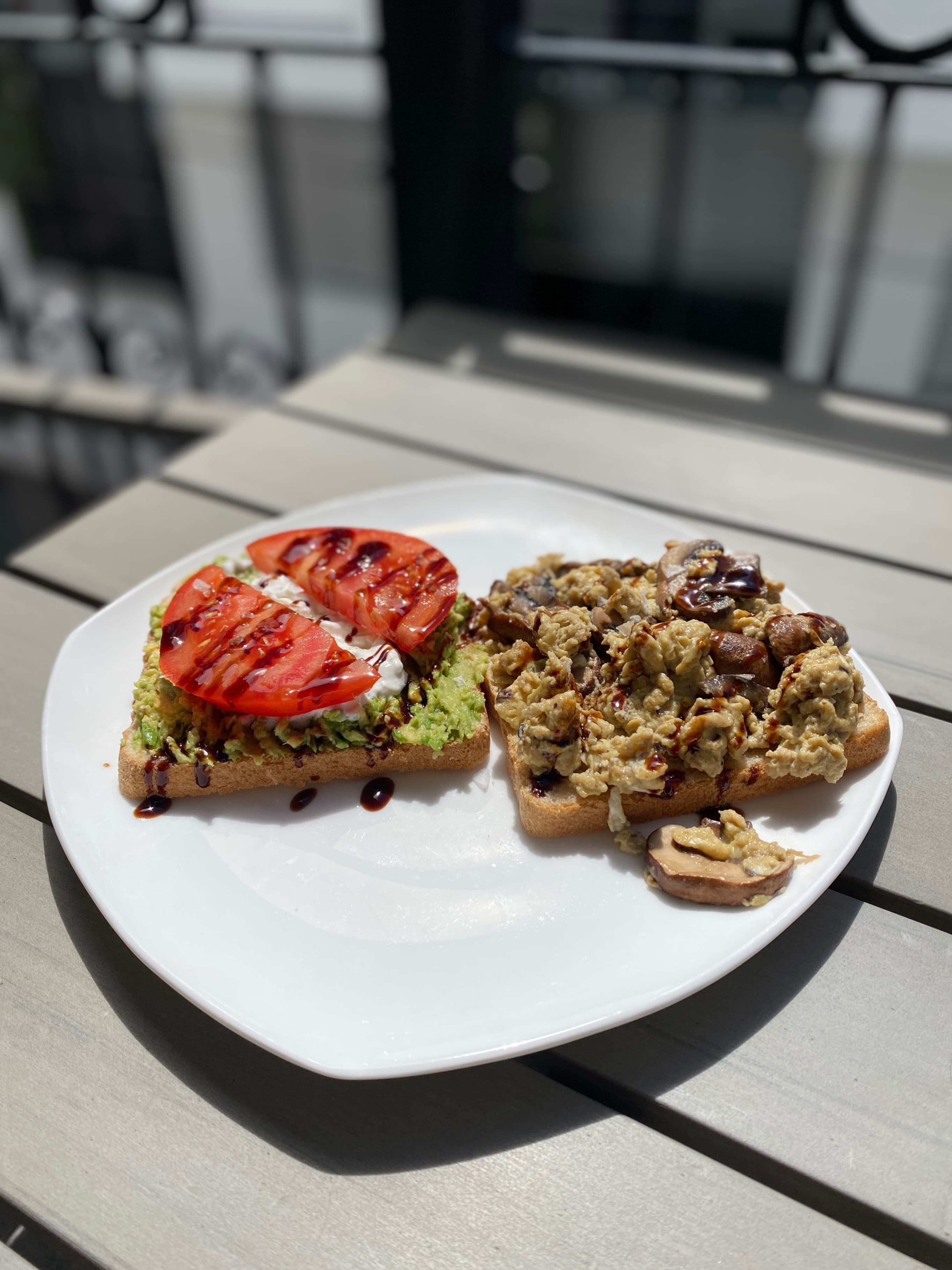 Avocado Toast with Scrambled Eggs and Mushrooms Recipe Image