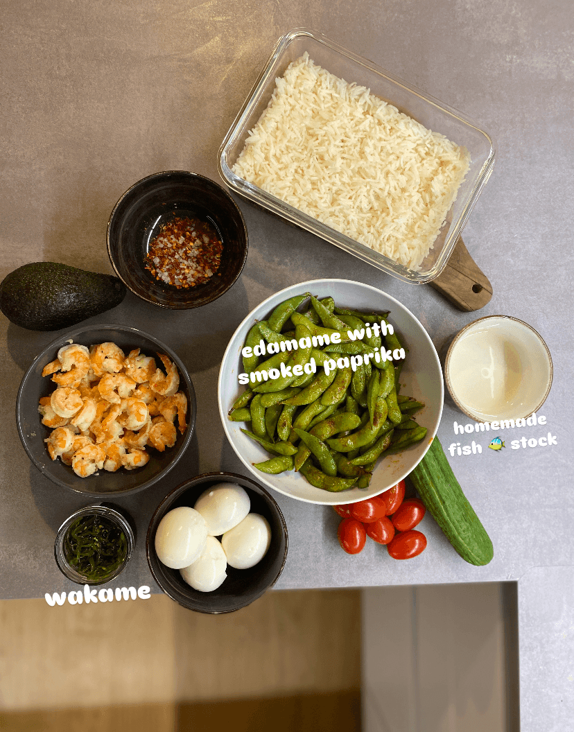 Sushi Bowl with Shrimp and Edamame Recipe Image