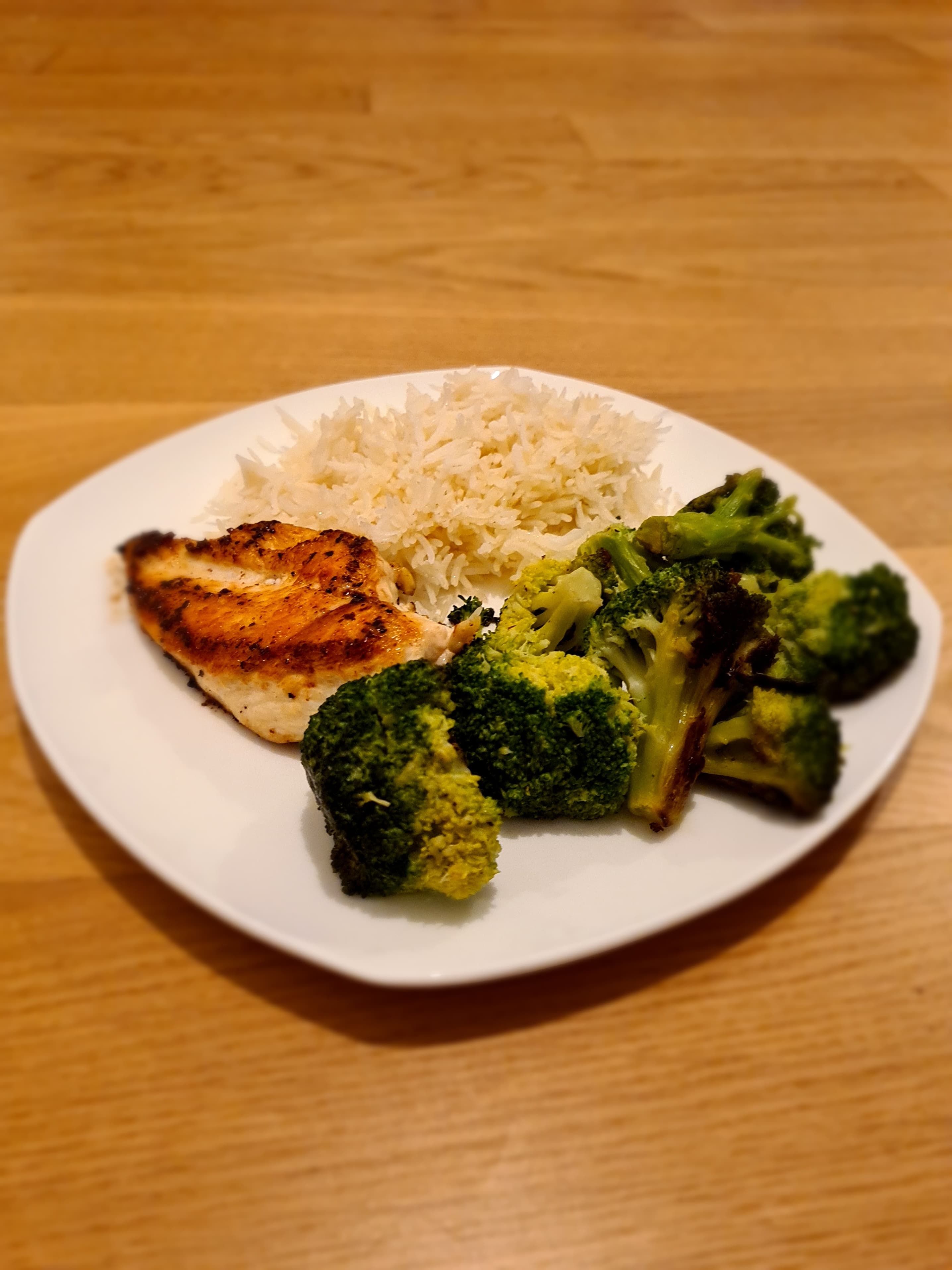Seared Chicken Breast with Pan-Fried Broccoli and Rice Recipe Image