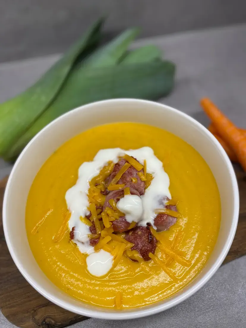 Pumpkin Soup with Salsiccia and Cheddar Rocely Recipe
