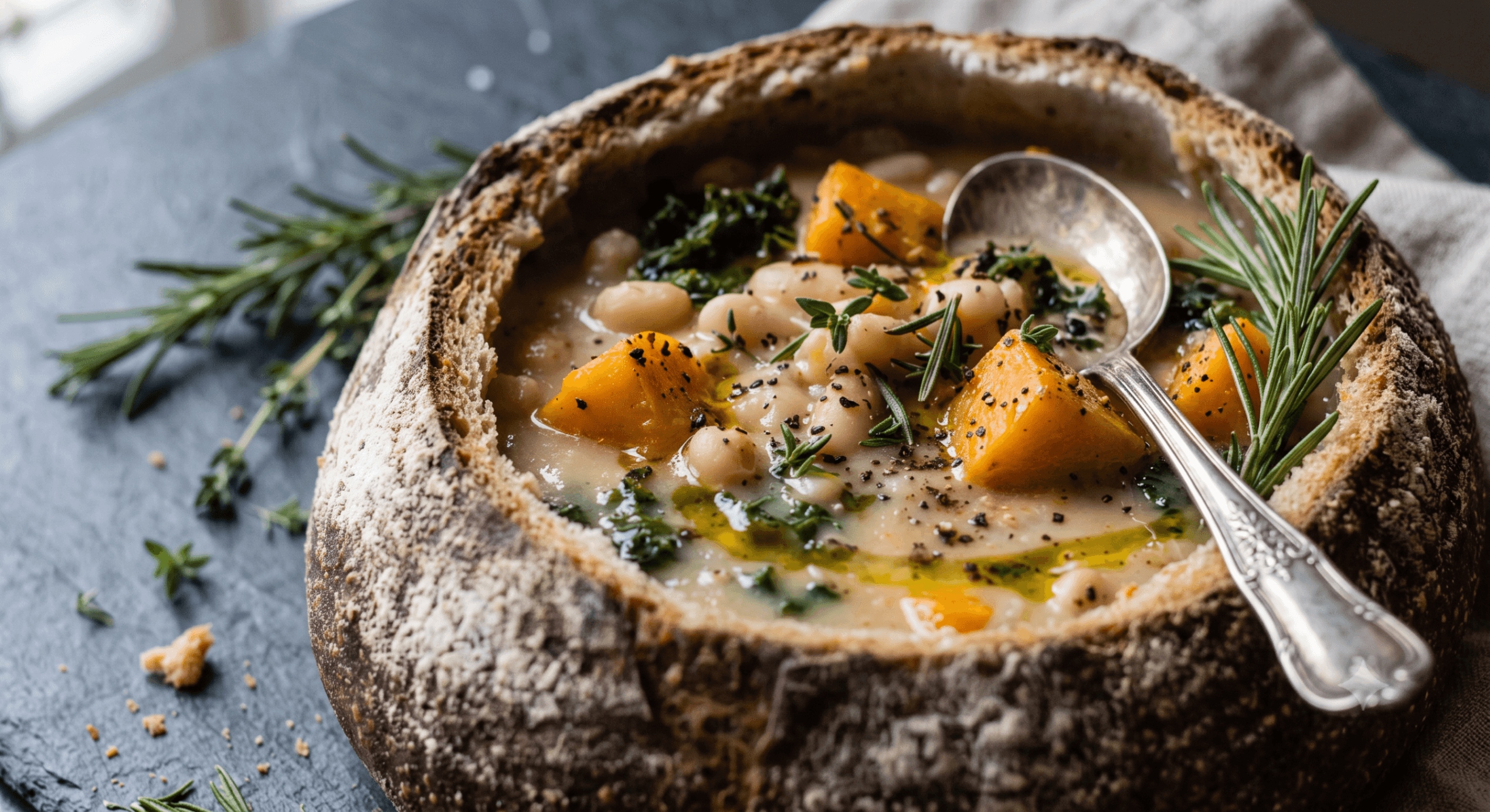Rustic White Bean &amp; Butternut Squash Soup Rocely Recipe